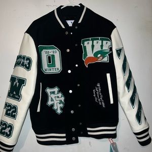 Off-white Embra patches women varsity jacket